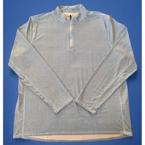 1764 Quarter Zip Golf Polo Mens L Light Blue Long Sleeve Performance Stretch